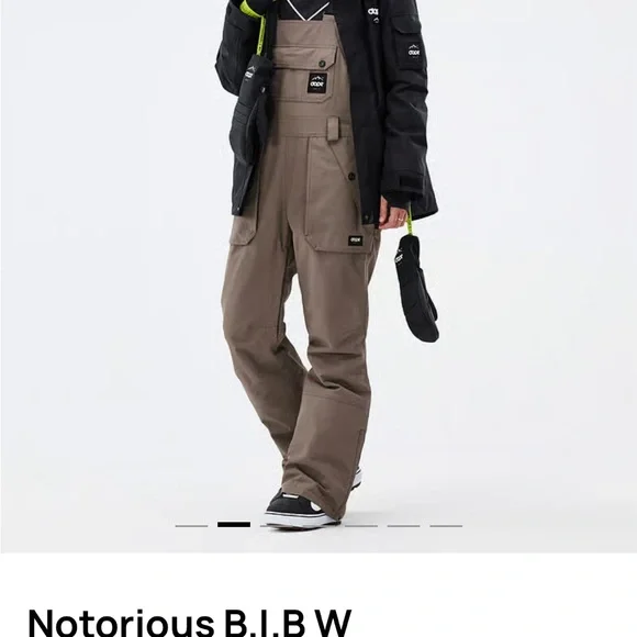 DOPE Women's Ski Snowboard Bibs in Walnut - Picture 2 of 6